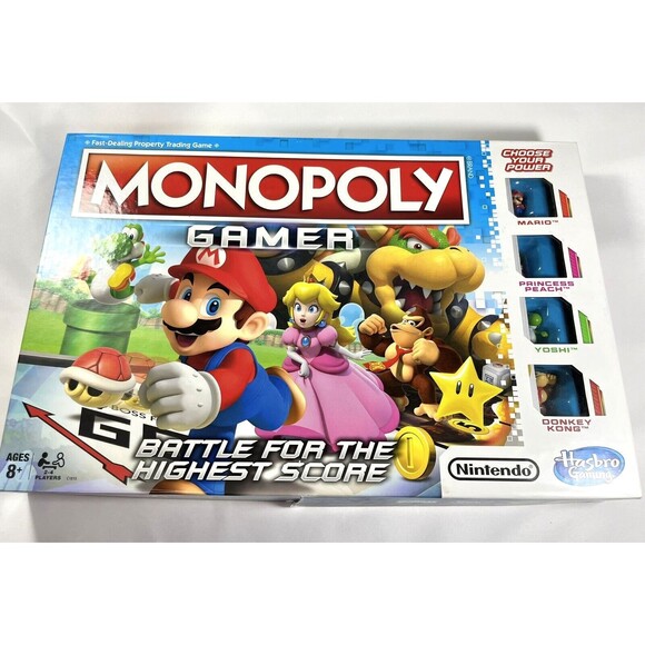 Nintendo Monopoly Super Mario Gamer Edition Character Family Board Game Hasbro - Picture 1 of 16